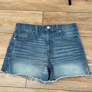 Madewell blue denim raw hem shorts